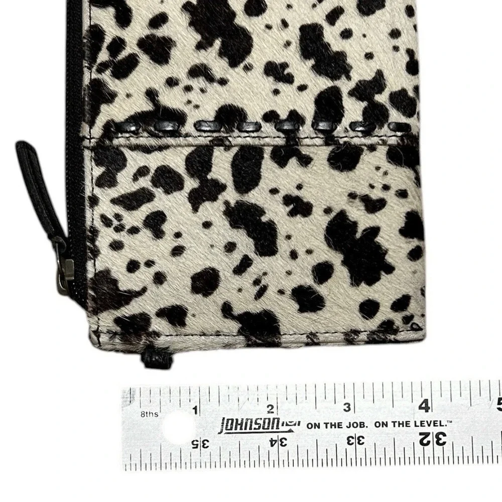 MYRA BAG Cowhide Hair On Hide Wristlet Wallet Brown Ivory Spotted Western Boho - Picture 5 of 7
